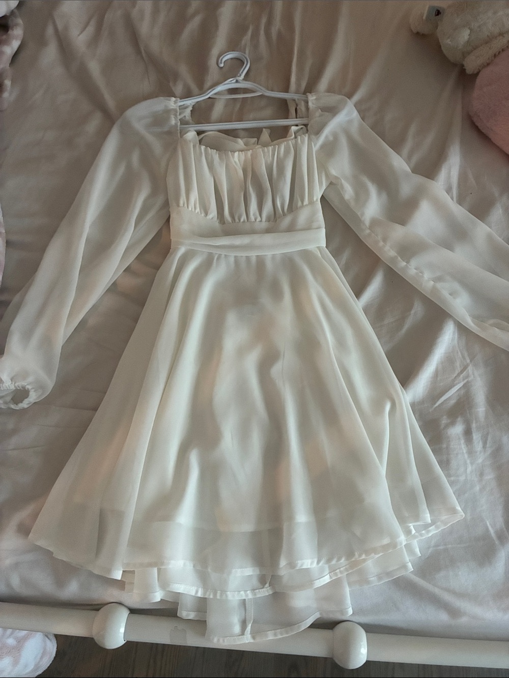 Lovely Day Cream Chiffon Dress with Delicate Straps